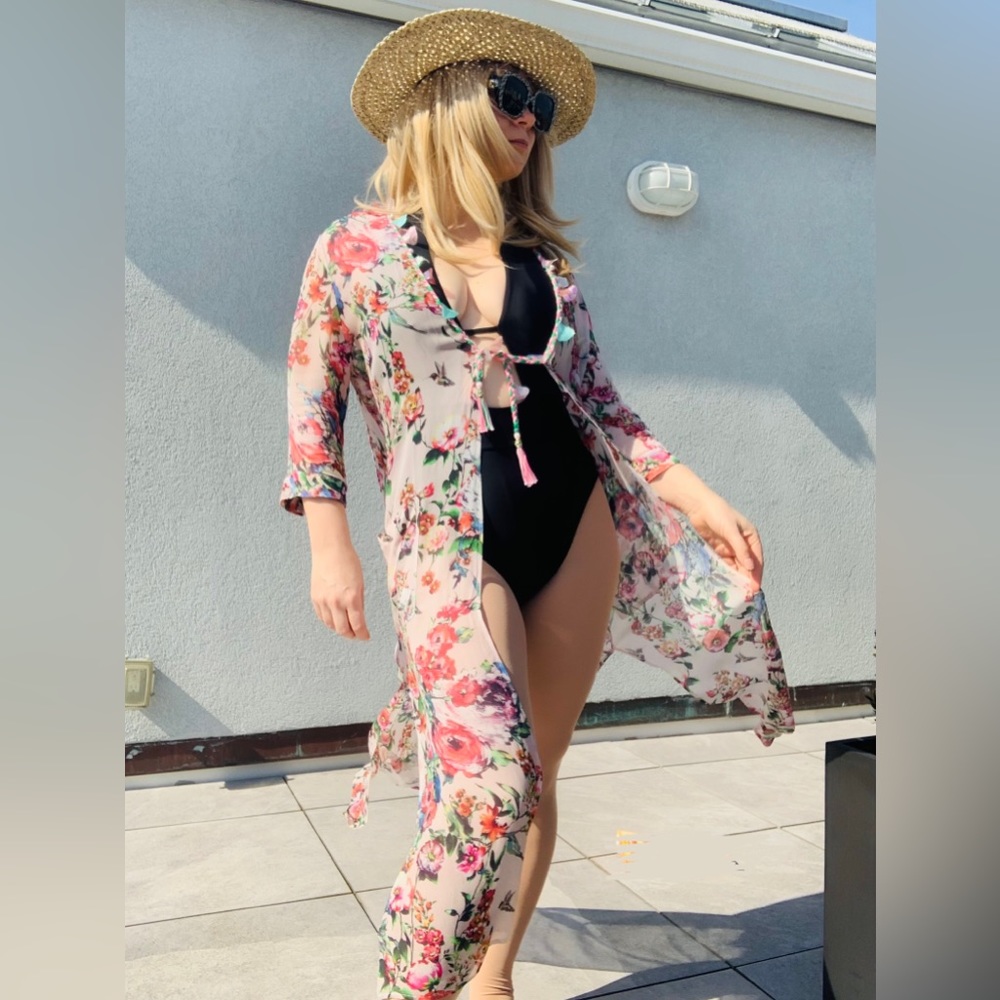 🚢ITALIAN Anna Sassatelli Duster Vintage Floral Design Italy